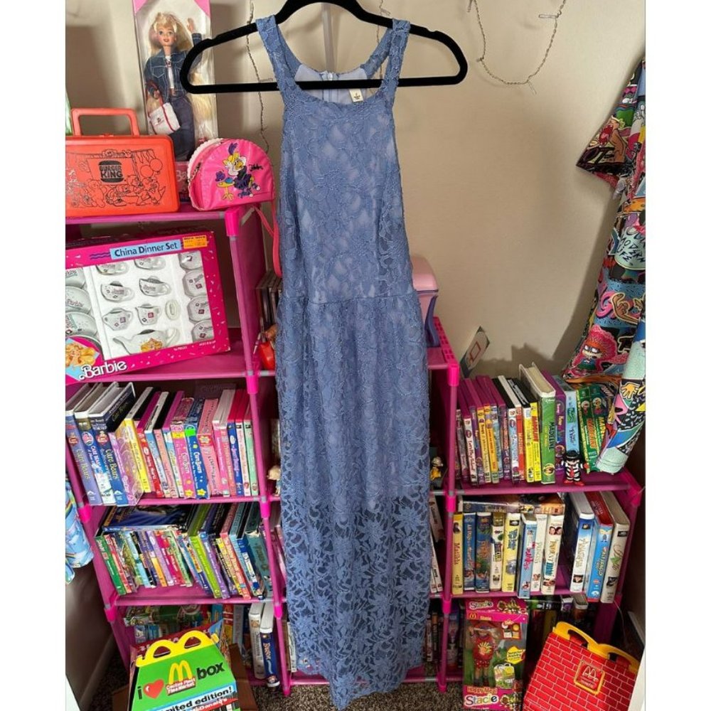 BLUE‎ LACE MIDI DRESS- SIZE S